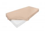 Prześcieradło jersey z laycrą 140x200 + 30 cm z gumką jasnobeżowe  lycra
